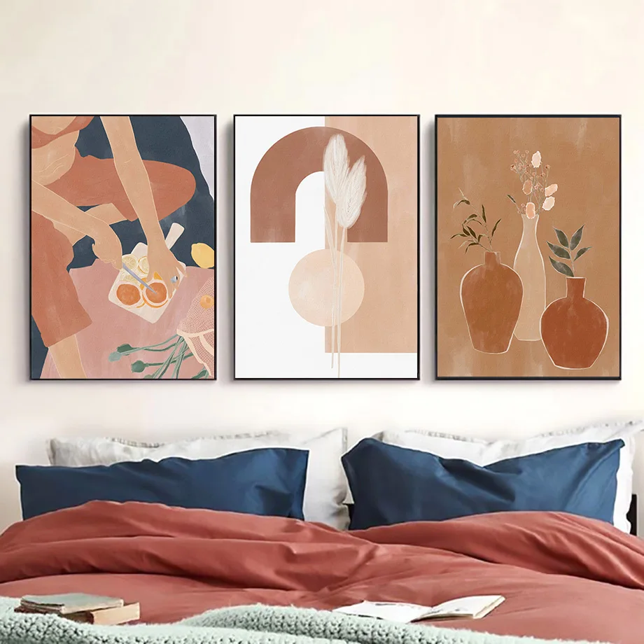 Fig Orange Coconut Fashion Woman Vase Wall Art Canvas Painting Nordic Poster And Prints Wall Pictures For Living Room Home Decor