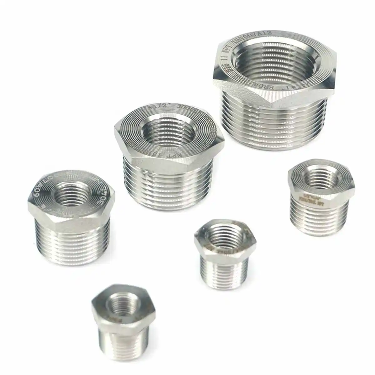 

200 Bar Reduce 1/4" 3/8" 1/2" 3/4" 1" 1-1/4" NPT Female-Male 304 Stainless Steel Reducing Bush Pipe Fitting Water Gas Oil