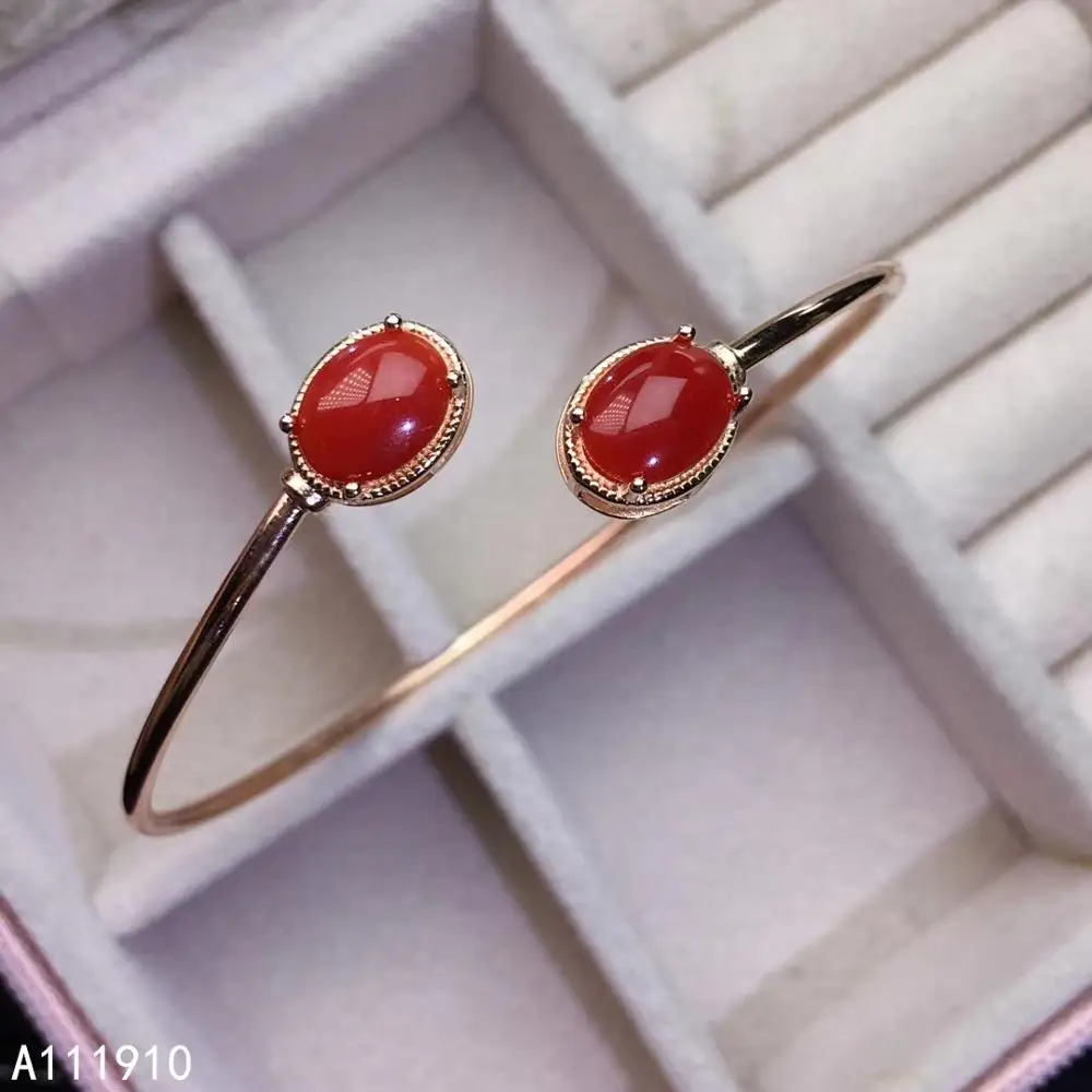 

KJJEAXCMY fine jewelry 925 sterling silver inlaid natural Red Coral female bracelet support detection fashion