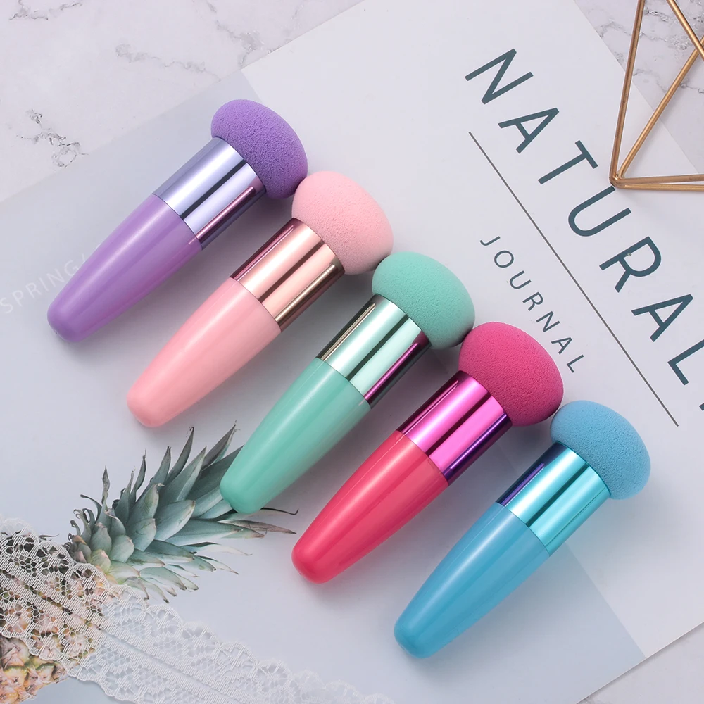 Nowy grzyb głowy pędzle do makijażu w proszku Puff Beauty gąbka kosmetyczna z uchwytem kobiet moda profesjonalne narzędzia do makijażu