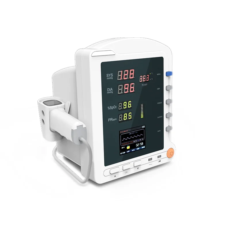 CONTEC ICU Patient Monitor with Infrared Thermometer,SPO2 TEMP NIBP Pulse Rate Vital Signs Monitor