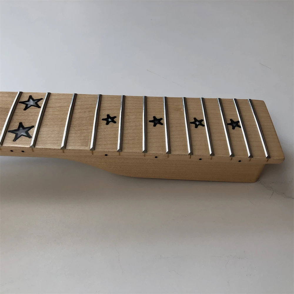 Electric Guitar Neck Maple 22fret 25.5inch Maple Fingerboard Star Inlay Gloss Banana headstock DIY