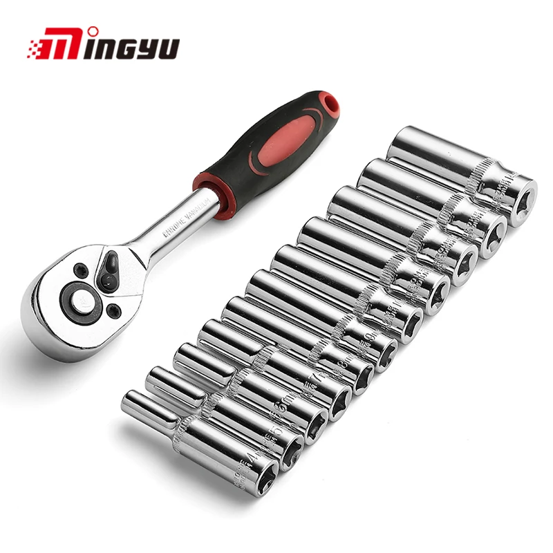 Conjunto de Chave de Catraca de Polegadas Conjunto de Ferramentas Manuais Chave de Boca Curta com Alça e tipo Chave Inglesa Kit de Brocas