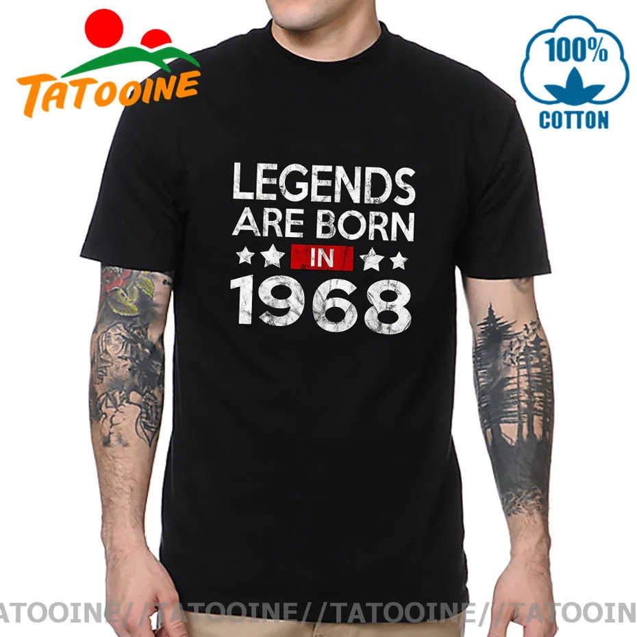 Tatooine Vintage Legends are Born in 1968 T shirts men Retro Legendary 1968 Birth Year T-shirt Father's Day 52th Birthday Tshirt