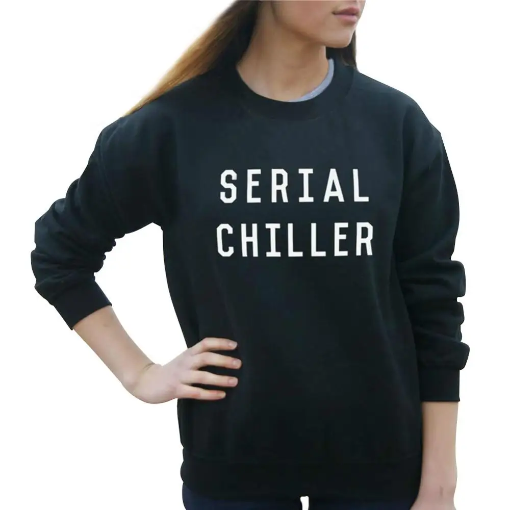 

Kawaii SERIAL CHILLER Crewneck Cotton Women Sweatshirt Full Long Sleeve Girl Shirt Fashion Plus Size Female Pullover Drop Ship