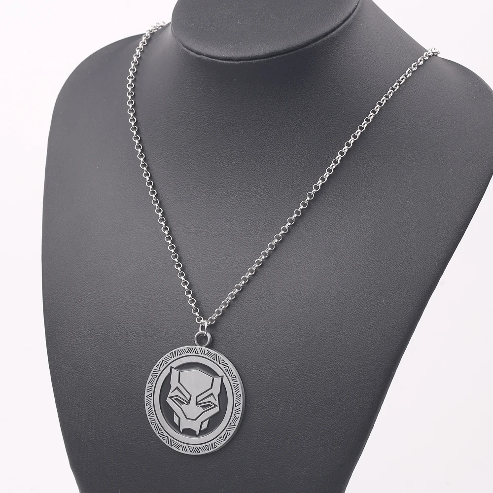 Marvel Movie Black Panther Movie Jewelry Necklace Retro Fashion For Men Round Enamel Necklace Jewelry Gift