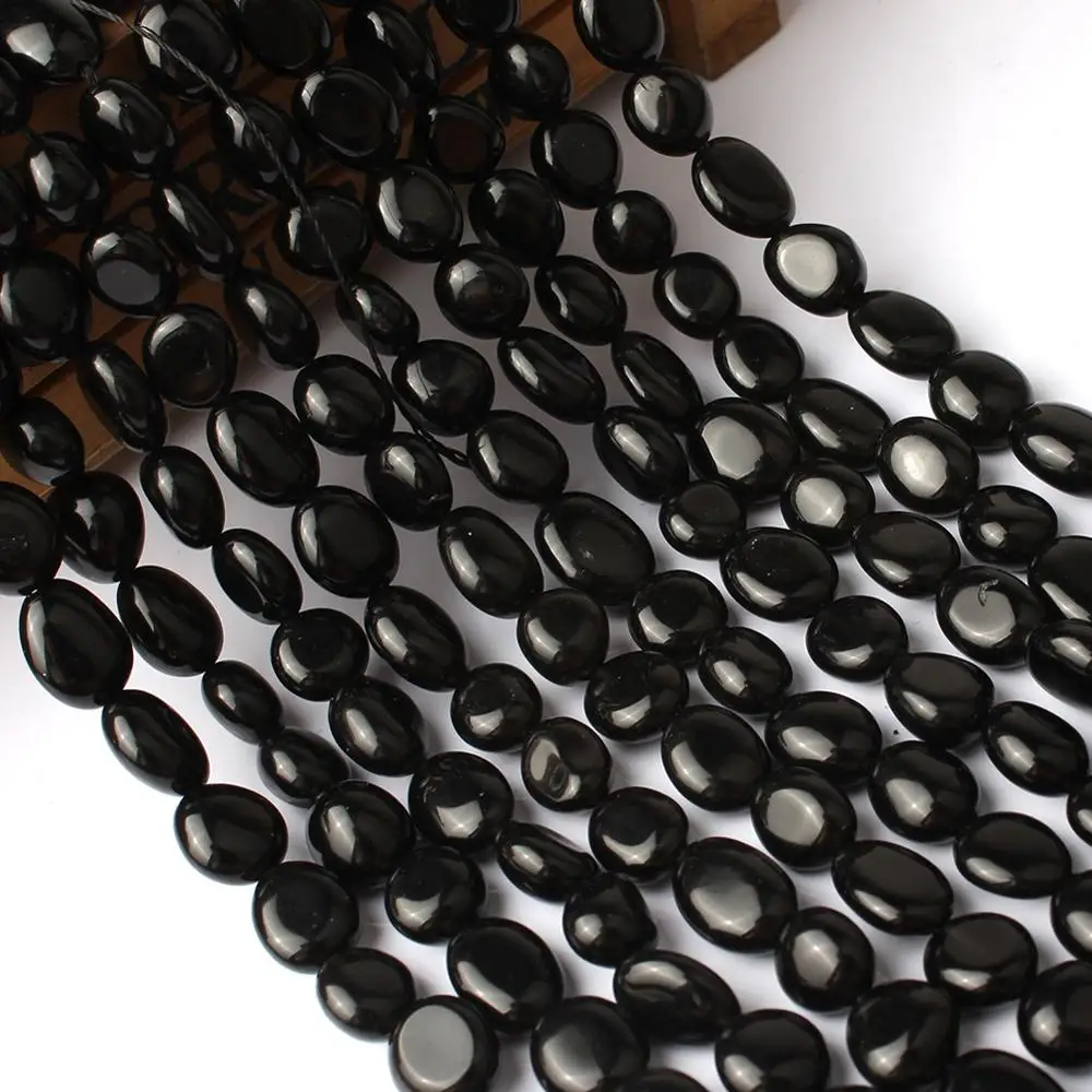 8-10mm Natural Genuine Black Obsidian Stone Beads Irregular Loose Beads For Accessories Jewellery Making Bracelet 15 inch