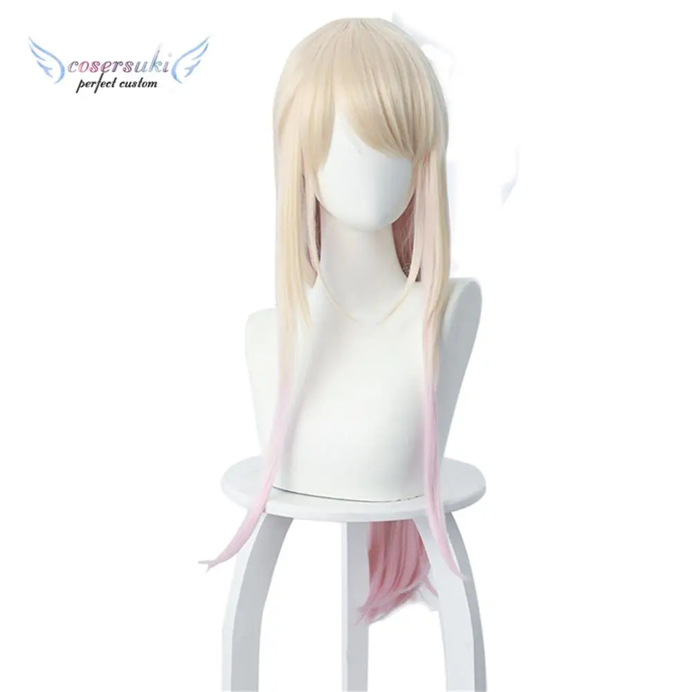 Anime Fujito Chiyuki Cosplay Wig 80cm Woman Long Yellow Gradient Light Pink Heat Resistant Synthetic Hair Party