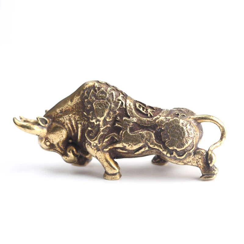 アクセサリー雄牛飾り彫刻銅ミニチュアフィギュアデスクデコレーション雄牛飾り純銅製手作りライン