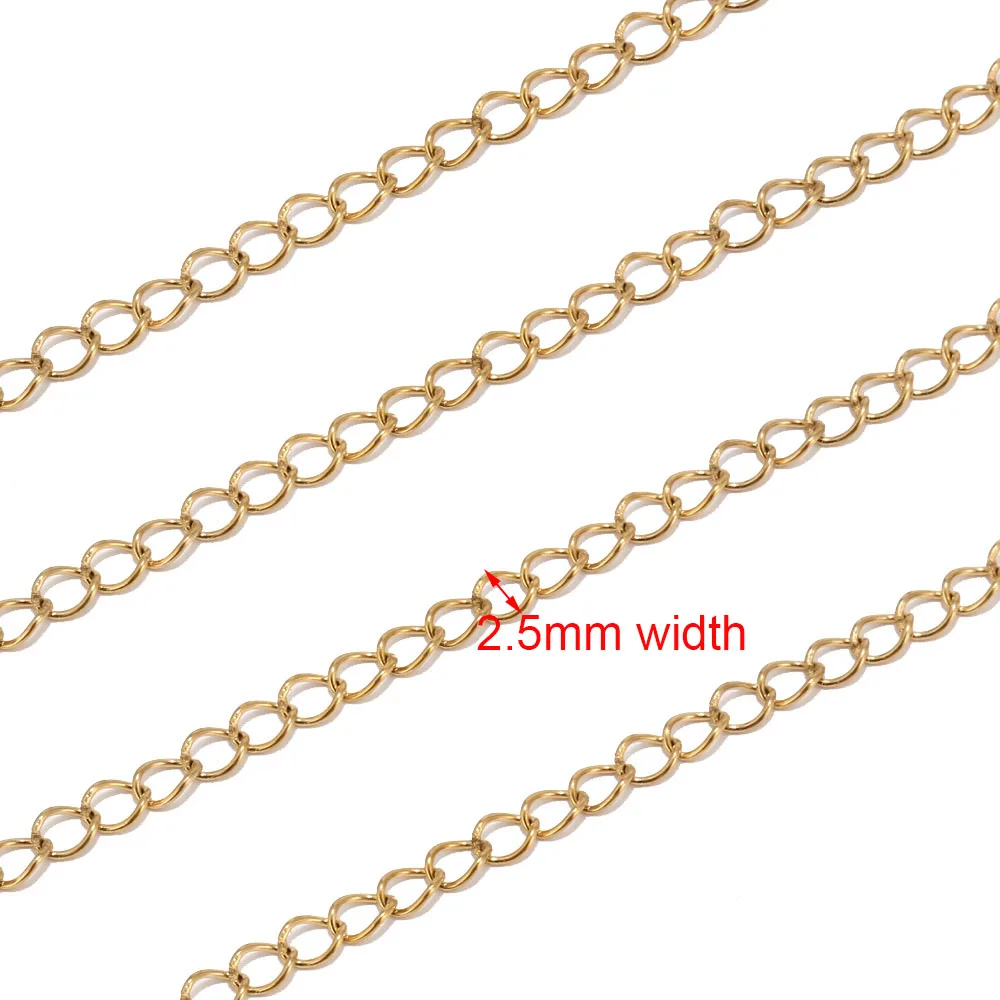 4 m/lote de pulsera de acero inoxidable, cadena de cola de extensión soldada, extensor de collar dorado a granel, cadenas de 3,6mm de ancho para fabricación de joyas DIY