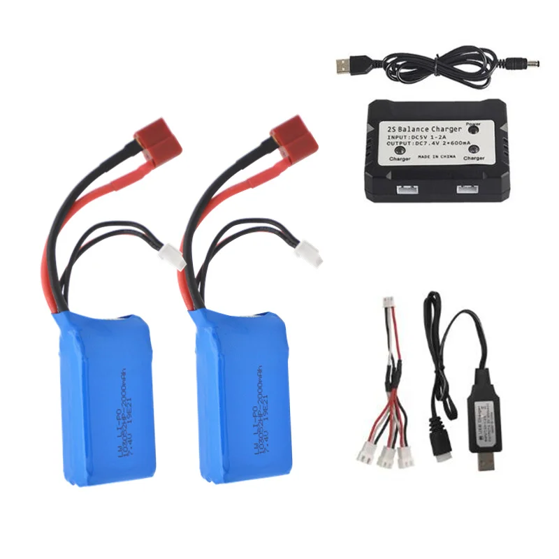 

7,4 V 2000 мА/ч, 25C LiPo Батарея для wltoys A959-B A969-B A979-B K929-B Дрон Батарея 144001 дистанционного Управление машины вертолета