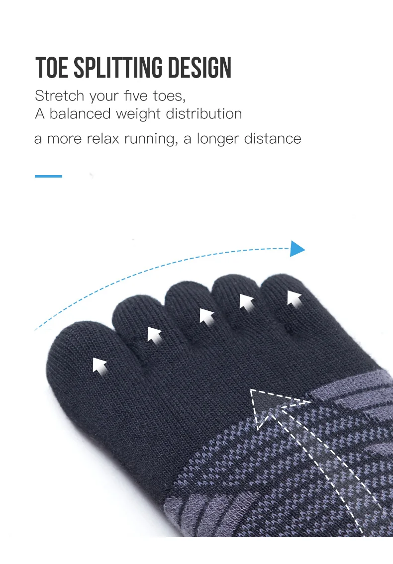 One Pair AONIJIE E4819 Sports Middle Tube Toe Socks Quarter Athletic Five Toed Socks Warm Thickened Terry For Running Marathon