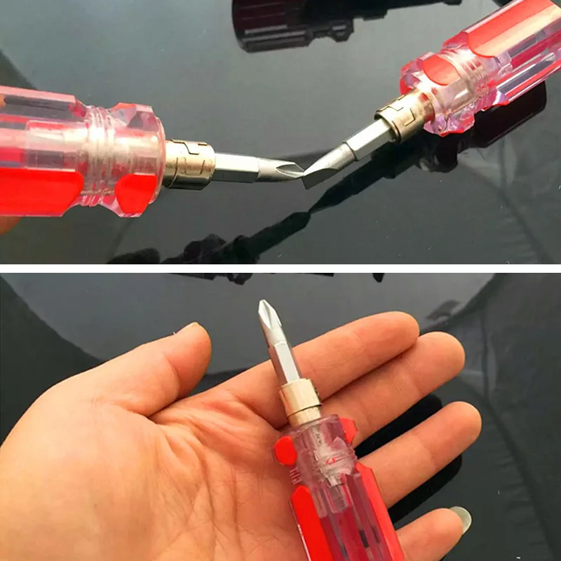 1/4 "Mini Radish หัว Dual-ใช้ Telescopic ไขควง Word Cross ดอกเหมยปากแบน Ultra สั้นขนาดเล็กไขควง