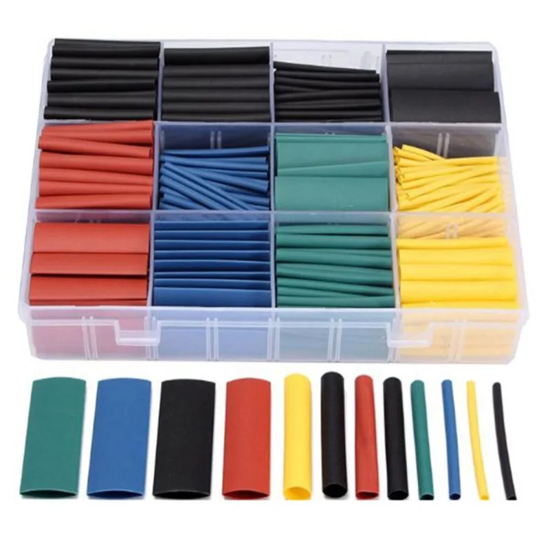 530pcs/Set Polyolefin Shrinking Assorted Heat Shrink Tube Wire Cable Insulated Sleeving Tubing Set 2:1 Waterproof Pipe Sleeve