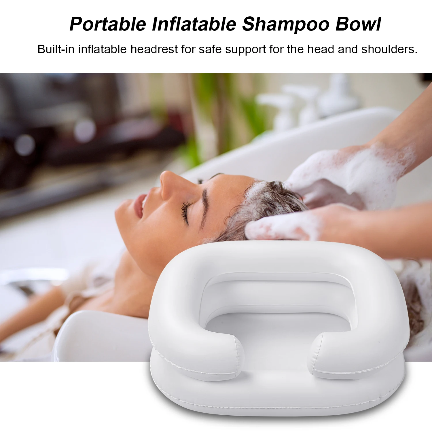 Portable Inflatable Shampoo Bowl Foldable In Bed Hair Washing Hair Cuts Hair Coloring for the Elderly Disabled Pregnancy Hair