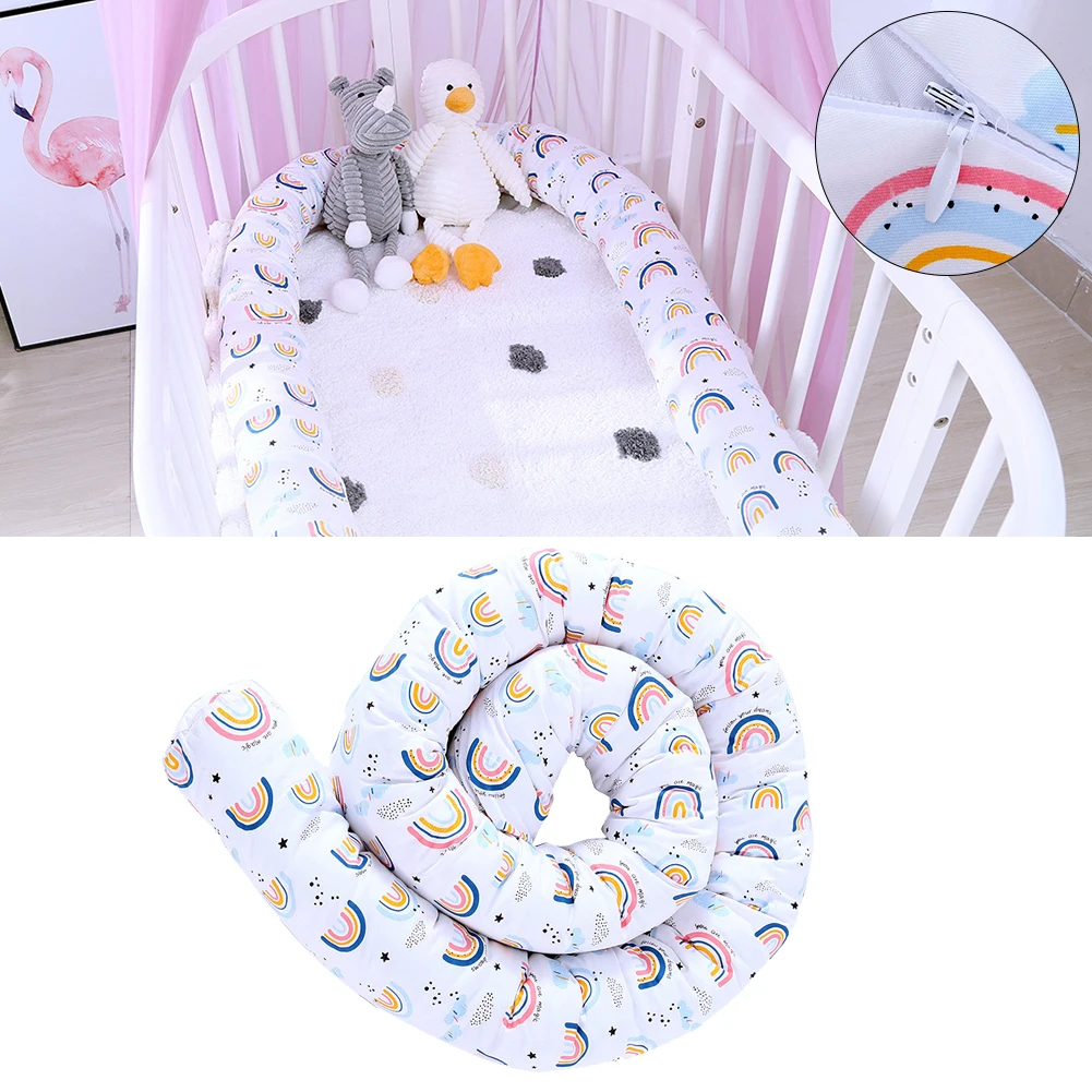 Crib Fence Detachablea Washable Childrens Printed Rainbow Bedside Safety Anti Collision Guardrail Bed Rest Comfort Strip Pillow