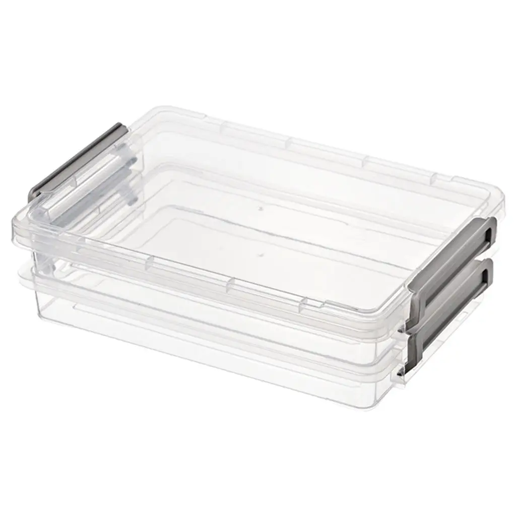 

2 Deck Clear A4 File Box - Stackable Desk File Container Holder, Documents Paper Organizer Plastic Box