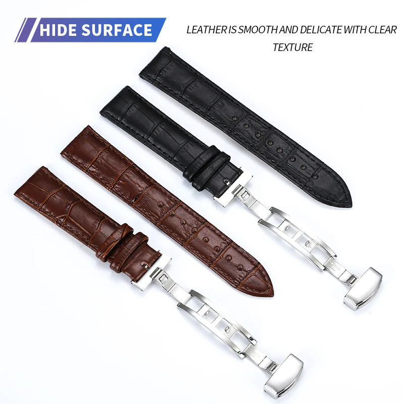 Watch Band Genuine Leather straps Watchbands 12mm 18mm 20mm 14mm 16mm 19mm 22mm watch accessories men Brown Black Belt band