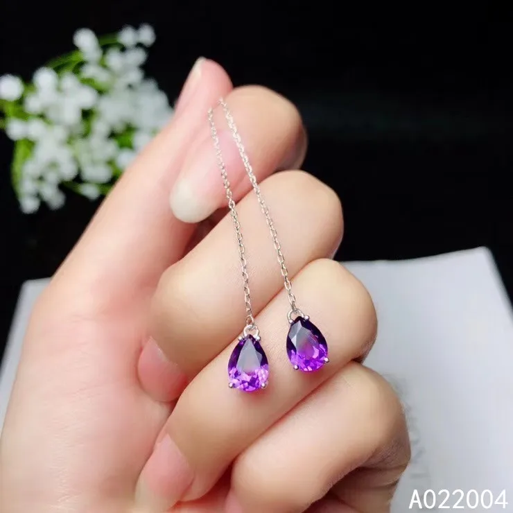 

KJJEAXCMY Fine Jewelry 925 sterling silver inlaid Amethyst female earrings Eardrop classic hot selling