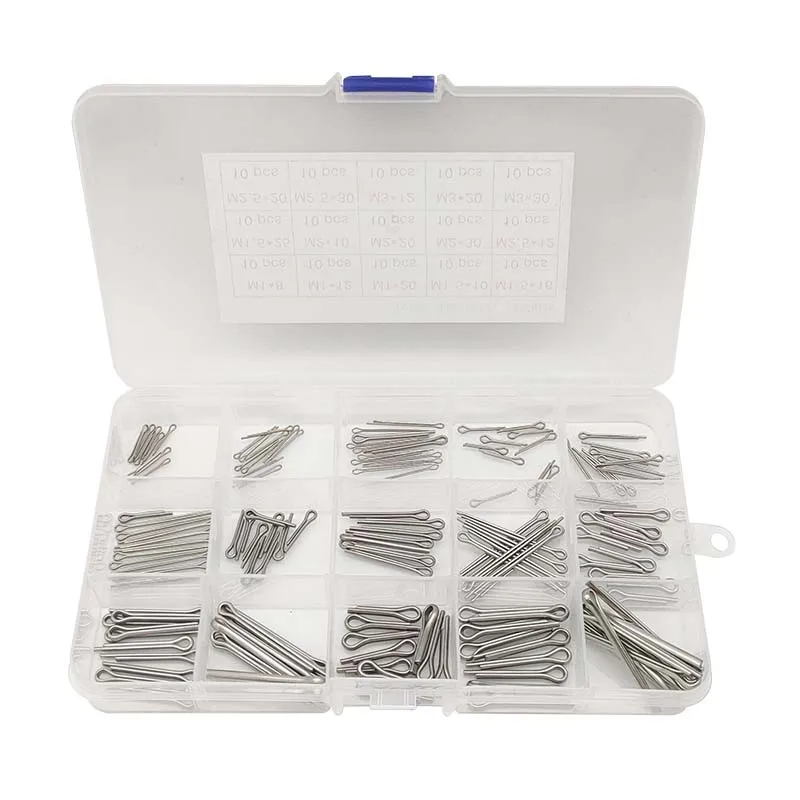 240pcs/Set 15 Size Split Cotter Pin Hitch Pins Clip Key Fastner Assortment Kit M1 M1.5 M2 M2.5 M3