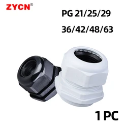 1pc Nylon Cable Gland Waterproof Connector PG21/29/36/42/48/63 Entry Fixed Wire IP68 Plastic White Black Large Multiple Size