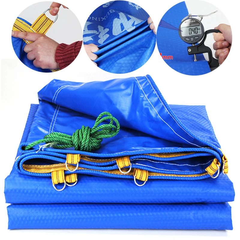 Thicken 450GSM Blue Heavy Duty Truck Canopys Tarpaulin Rainproof Cloth Ship Cargo Tarpaulin Shading Canvas Garden Pergola Tarp