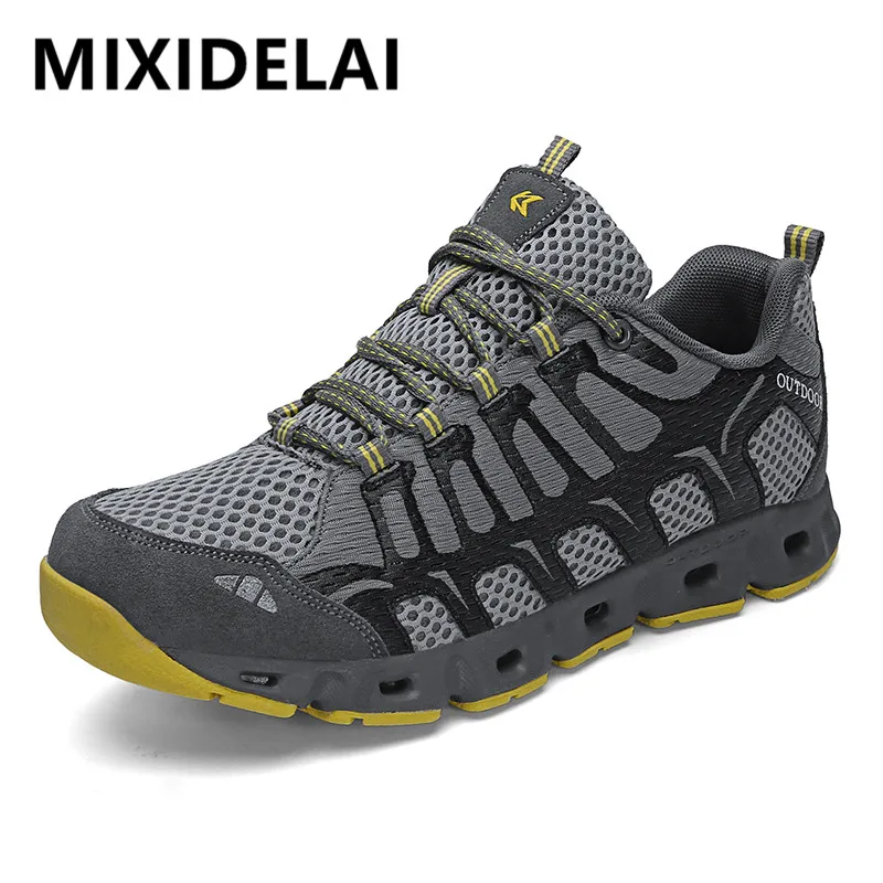 2024 New Brand Mens Breathable Mesh Sneakers Men\'s Shoes Outdoor Flat Shoes Men Comfortable Handmade Casual Shoes Big Size 35-46