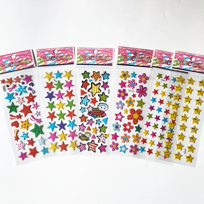 6 Sheets Multicolor Five Stars Stickers Kindergarten Reward Estrella Emoticon Bubble Adesivo Lovely Pentagram Pegatina Toy