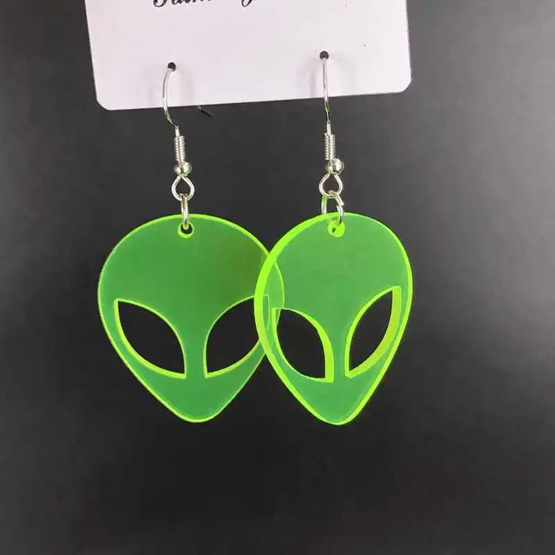 Transparent Fluorescent Green Scientific Exploration Alien Earrings Creative Internet Celebrity Vigorous Girl Acrylic Eardrop