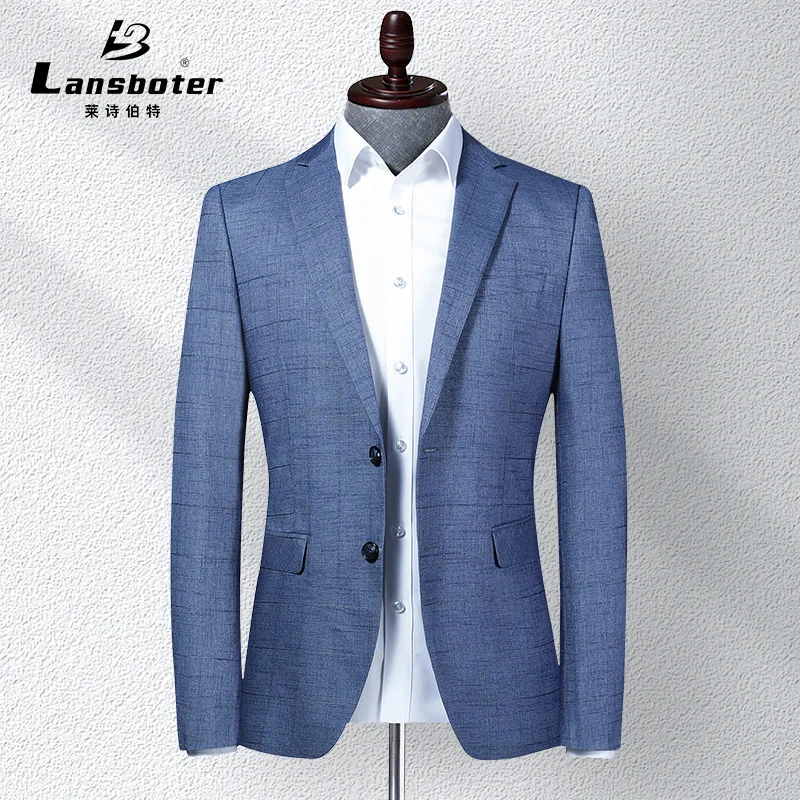 

High Quality Blue Blazer Men Spring Fashion Brand Two Buttons Slim Fit Men Jacket Suit Terno Blazer Jaqueta Masculina FS-191