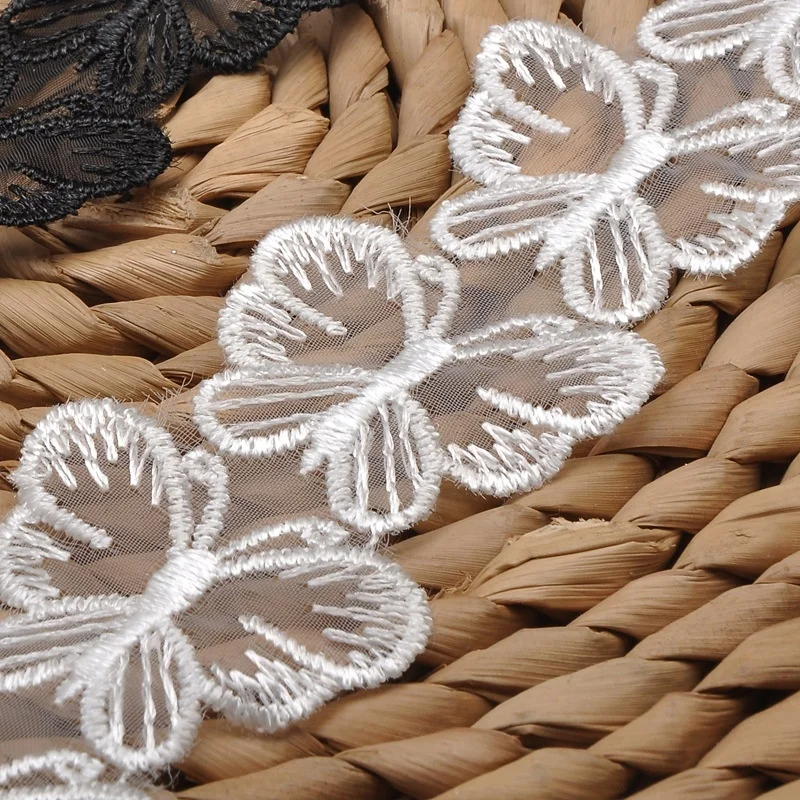 1 yard farfalla ricamata in pizzo bilaterale Applique Trim Ribbon cucito Decor Craft DIY