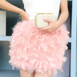 New natural Ostrich fur Bra skirt women fur skirt real ostrich fur with feathers tops fur mini free shipping can customized