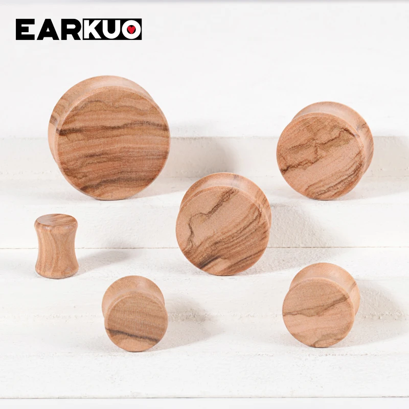 EARKUO Fashion Popular Hollow Flat Wood Ear Plugs And Tunnels Expanders Body Piercing Jewelry Earring Gauges Stretchers 2PCS