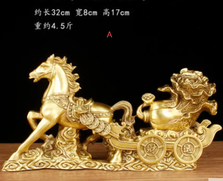 New pure copper drawn ingot ornaments living room desk decoration zodiac horse