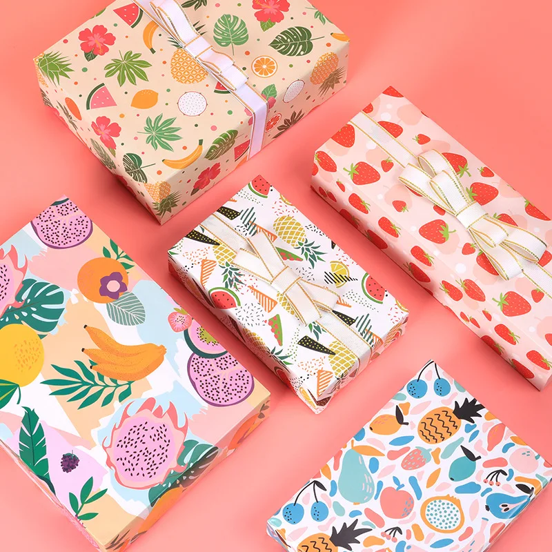 Fold Fruit Pattern Wrapping Paper Valentine Wedding Decoration Gift Wrap Artware Packing Paper Vellum Origami Paper 50*70cm