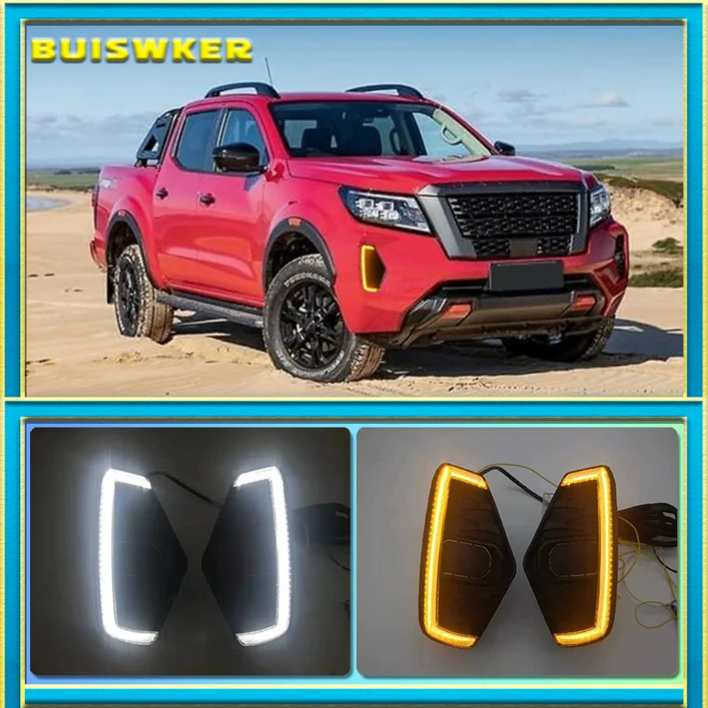 

1Pair Car light For Nissan Navara NP300 2020 2021 LED Daytime Running Light DRL with yellow signal