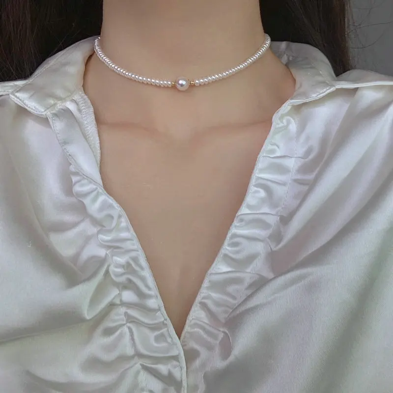 SINZRY hotsale french natural freshwater pearl chokers necklace elegant vintage lady jewelry gift