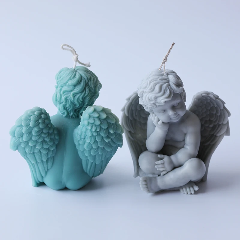 Big 3D Angel Candle Mold Angel Boy Silicone Mold For Candle Mould Candle Forms Scented Candle Angel Molds forAromatherapyPlaster