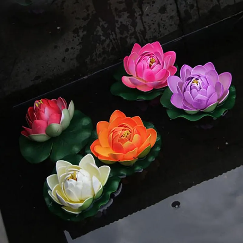 Free Shipping 10CM Artificial Silk Flower Simulation Lotus Floating Water Pond Lily For Home Garden Fish Tank Pool Decor 50pcs