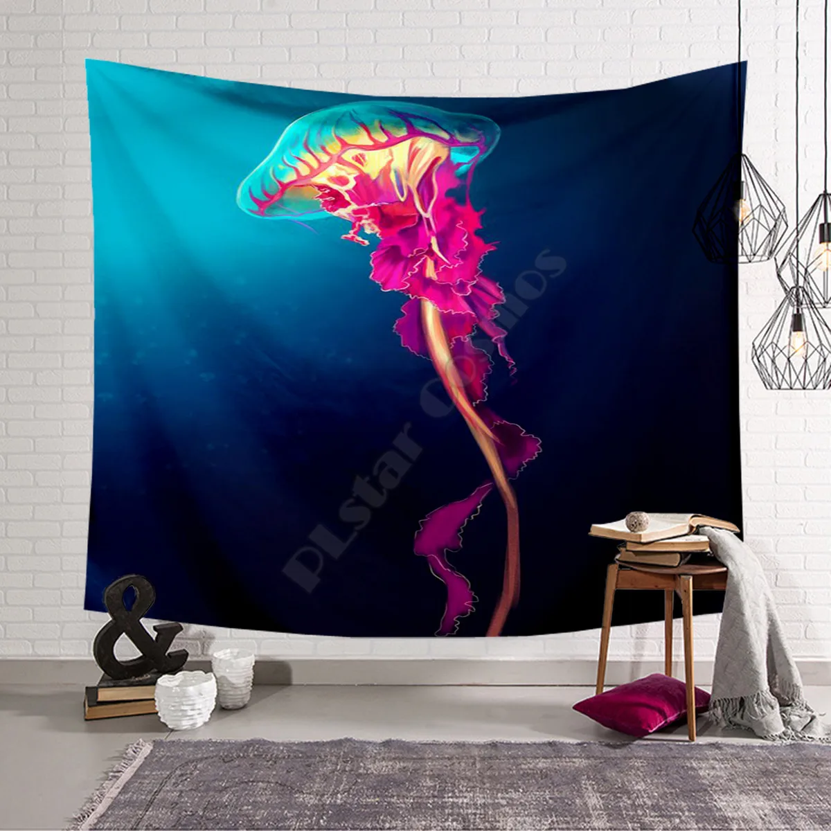 PLstar Cosmos Wall Tapestry Jellyfish 3D Printed Tapestrying  Rectangular Home Decor Wall Hanging 03