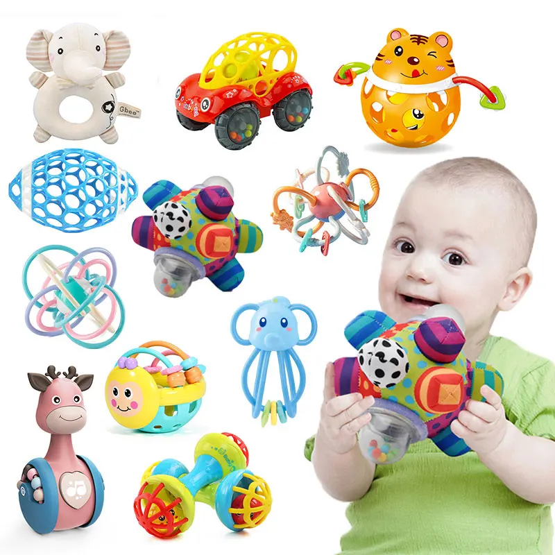 Baby Toys 0 12 Months Grasp Develop Baby Rattle Safe Newborn Teething Toys Hand Bell Educational Rattle Teether Toys For Babies