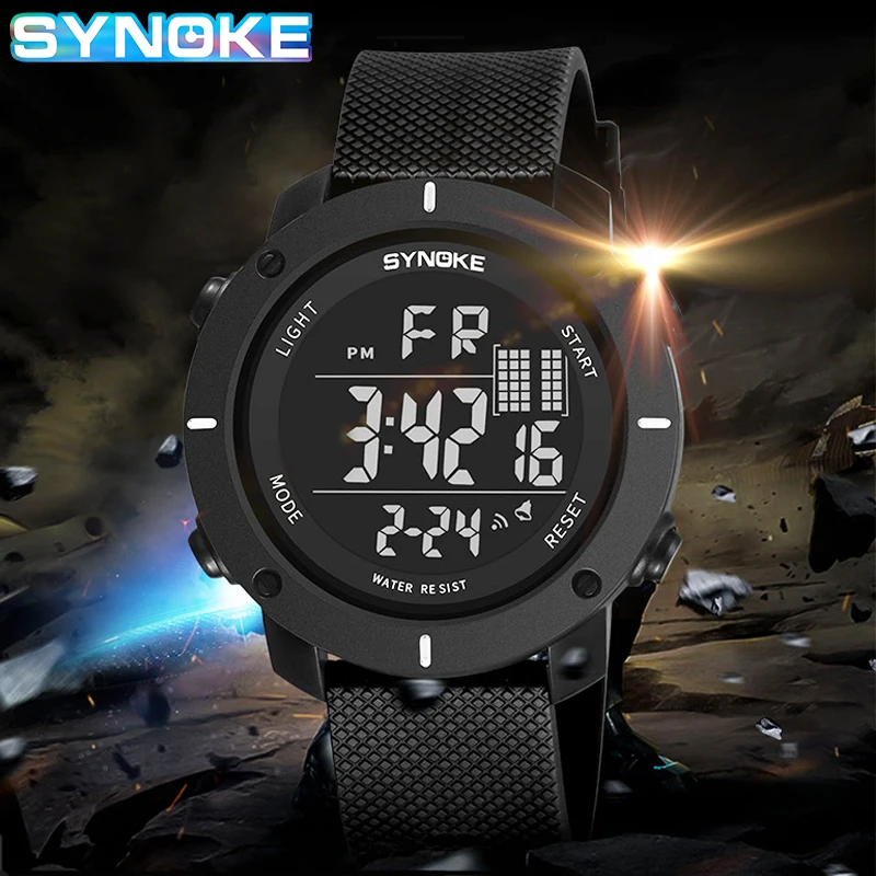 SYNOKE Sport Uhren Für Männer LED Elektronische Uhr Wasserdichte Digital Military Männer Uhr Große Zifferblatt männer Armbanduhren Reloj Hombre