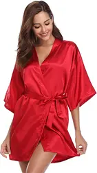 New Silk Kimono Robe Bathrobe Women Silk Bridesmaid Robes Sexy Navy Blue Robes Satin Robe Ladies Dressing Gowns