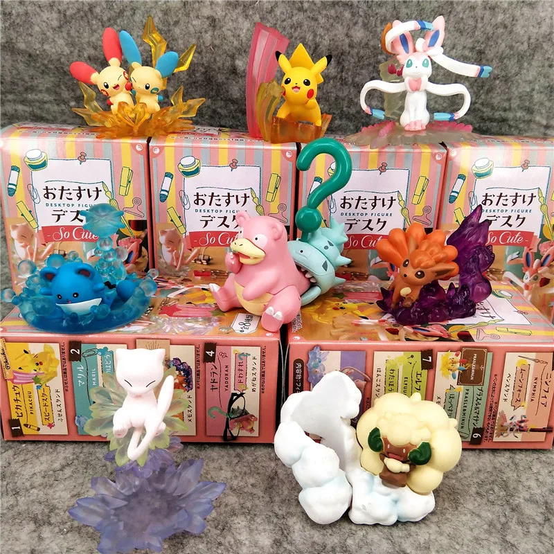 Pokemon Blind Box Toys 8 Styles Anime Figures Pikachu Slowbro Sylveon Mew Fashion Action Model Dolls Collection Decoration Gifts