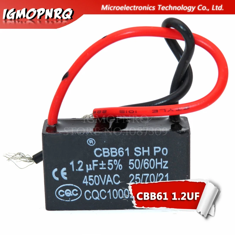 5pcs CBB61 1.2uf di partenza capacità AC Condensatore della Ventola igmopnrq 450V CBB Condensatore di Funzionamento del Motore