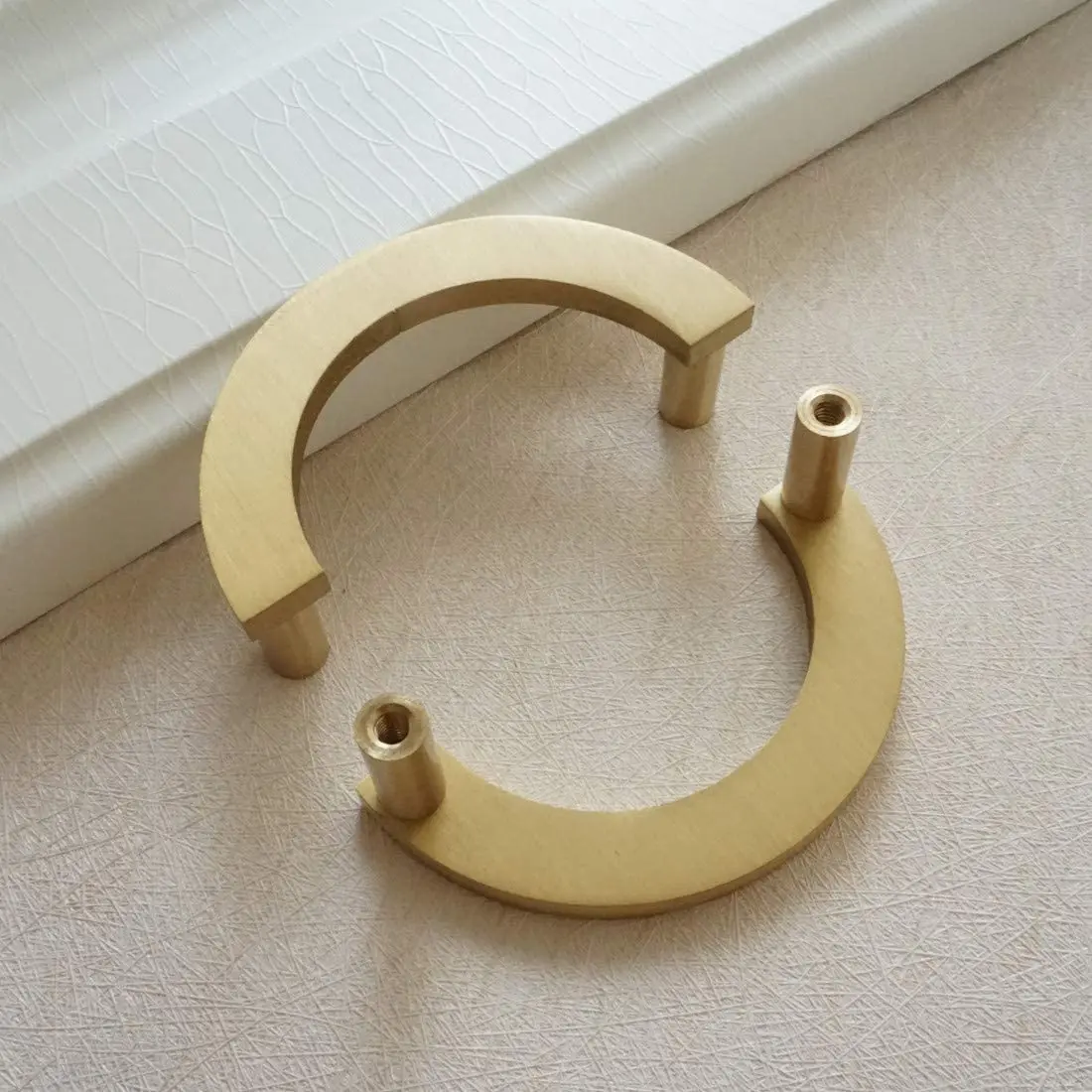 Solid Brass Semicircle Handles for Cabinets and Drawers Bedroom Wardrobe Pulls Kitchen Cupboard Door Knobs Furniture Hardware