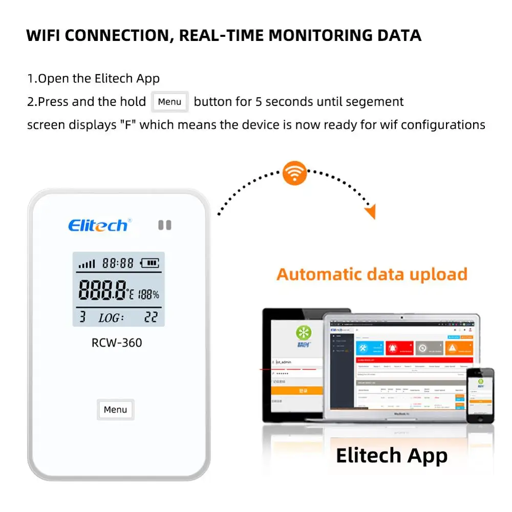 RCW-360 digital temperature&humidity Data Logger 2G/4G/WIFI connection 24h monitoring for vaccine storage cold storage breeding