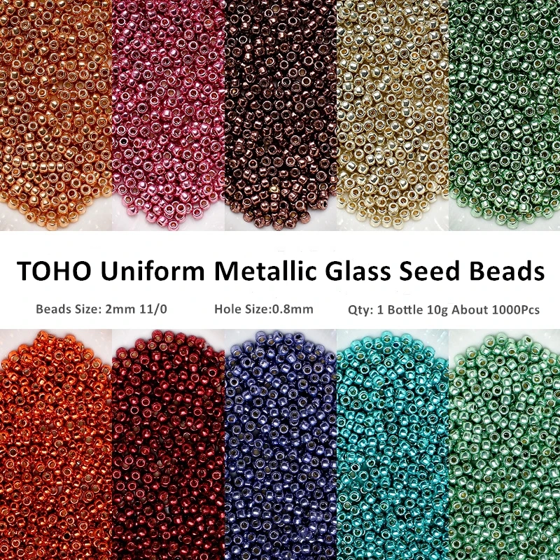 800Pcs/Box 2mm 11/0 Toho Round Beads Japanese Glass Seed Bead Galvanized Gold Permafinish Indigenous Art Beaded Jewelry Making