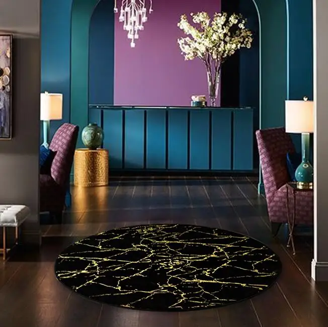 Luxury Metal Wind Shaggy Plush Round Carpet For Living Room Faux Fur Imitation Rabbit Hair Mat Bedroom Carpets Kids Room Rugs