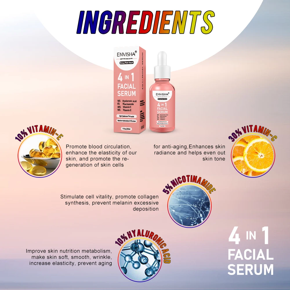 ENVISHA Gesichts Serum Hyaluronsäure Niacinamid Vitamin Gesicht Hautpflege Anti-Aging Falten Bleaching Feuchtigkeitsspendende Schrumpfen Poren – Detail 2